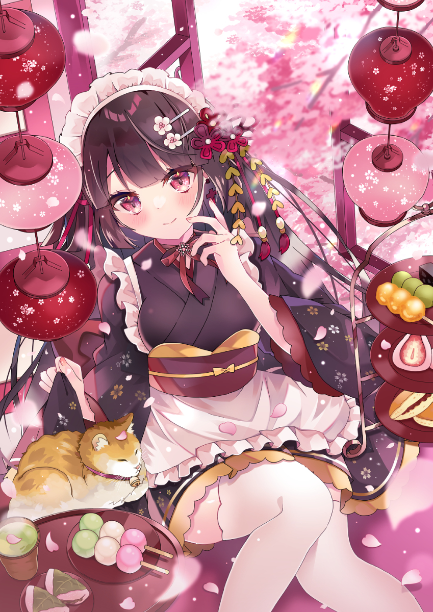 This is a pixiv picture whose title is 後輩和メイドさん🌸🍡.