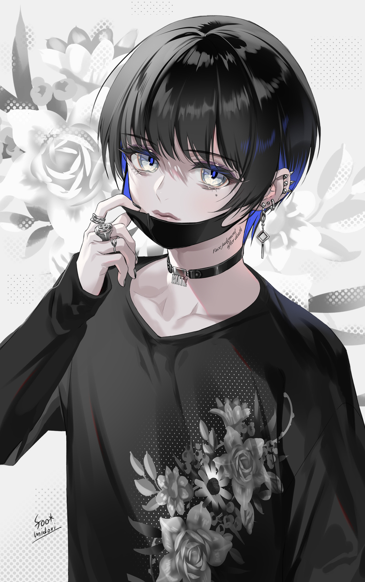 This is a pixiv picture whose title is 黒マスク.
