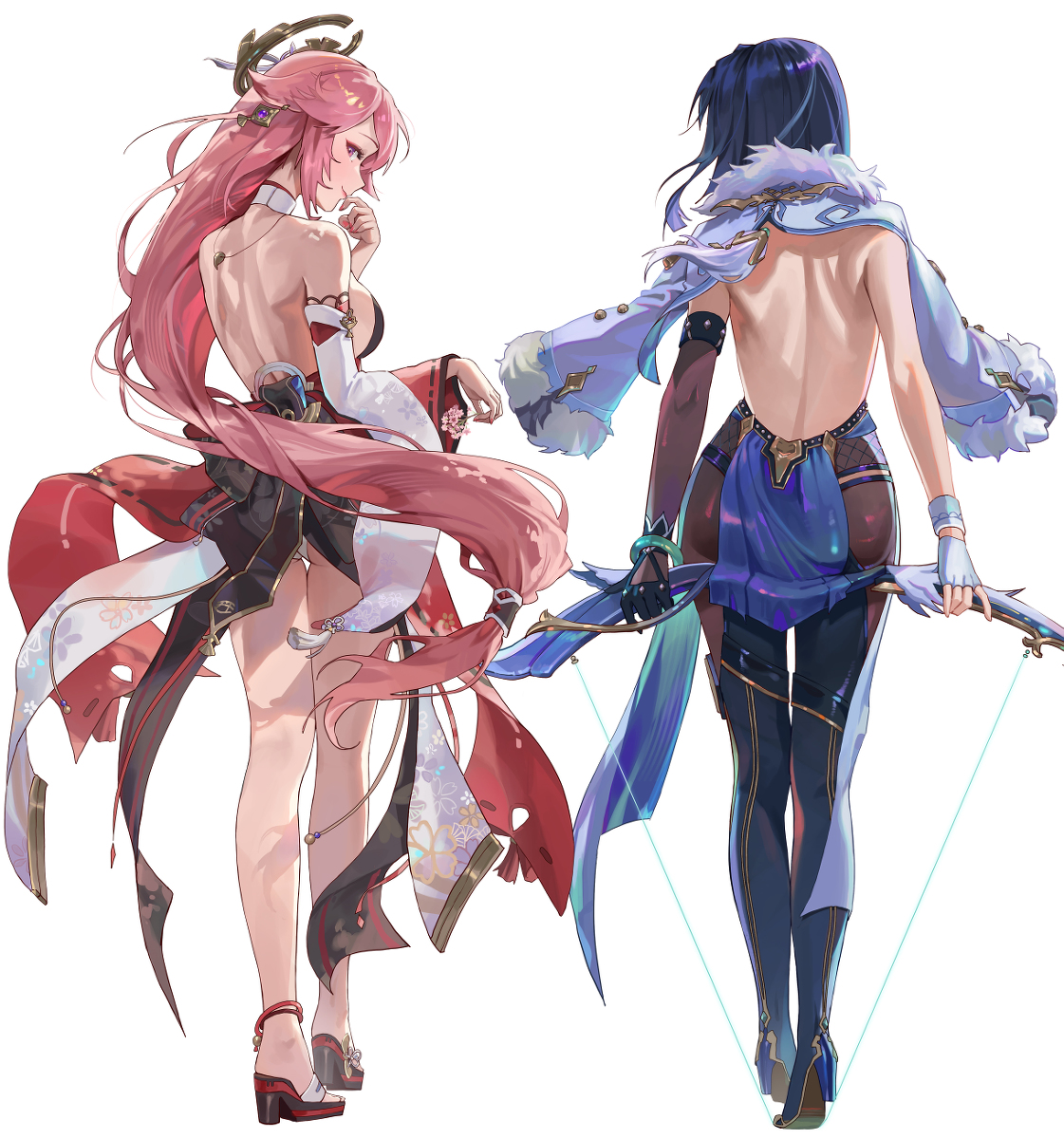 This is a pixiv picture whose title is 八重神子 / 夜蘭.