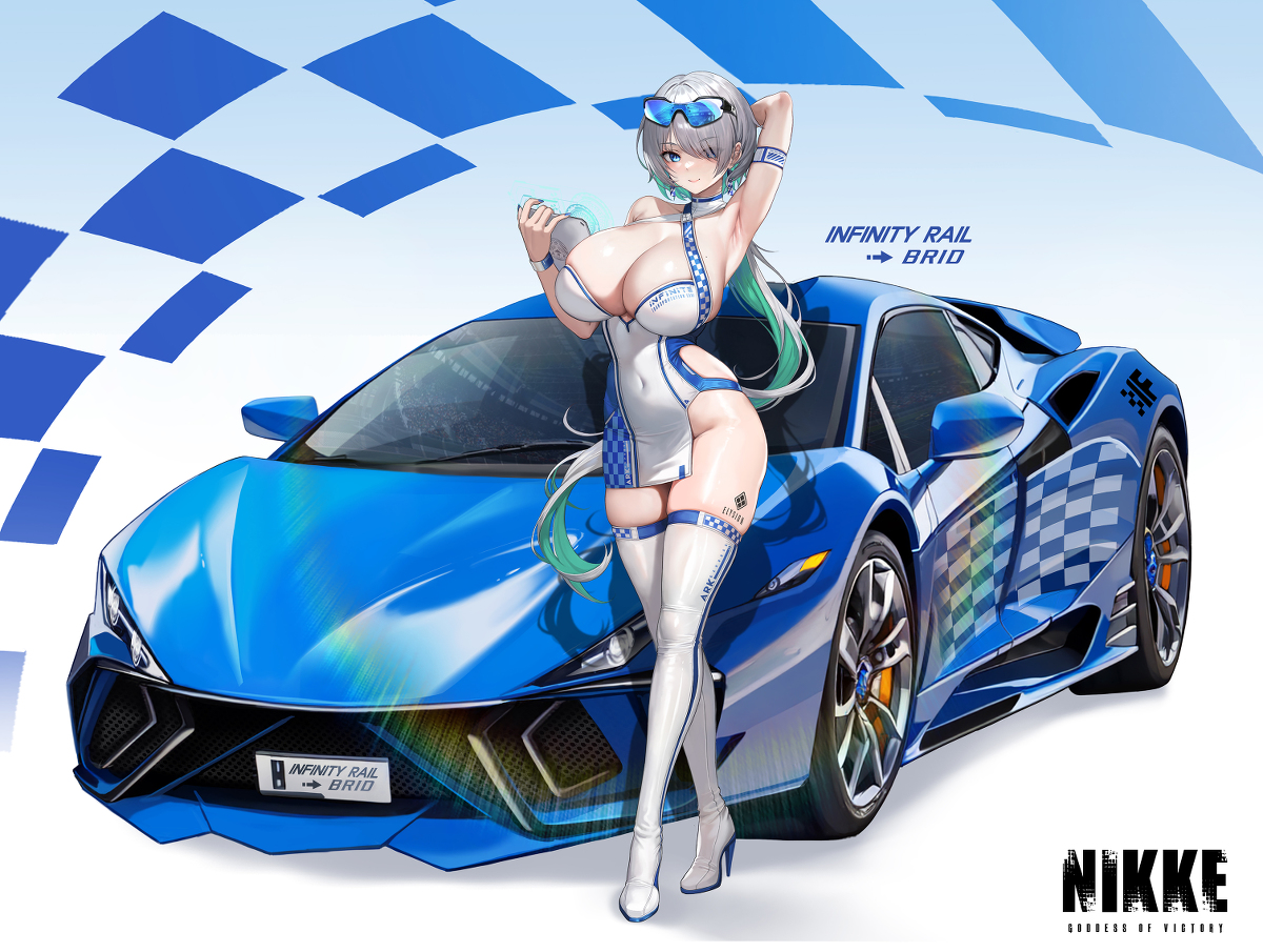 This is a pixiv picture whose title is 勝利の女神：NIKKEのレーシングガール ブリッドファンアート。.
