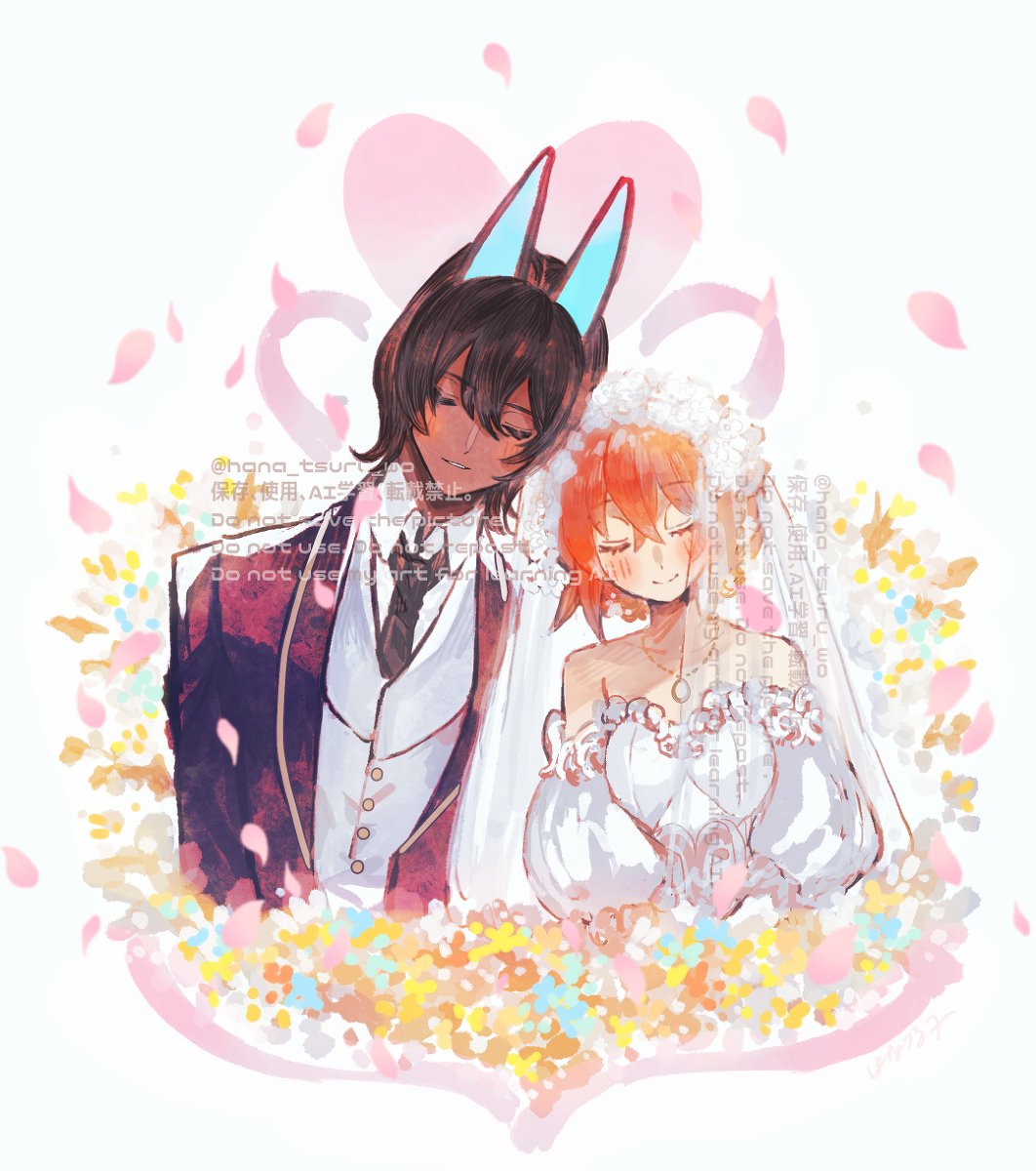This is a pixiv picture whose title is 【skeb】アルジュナオルタとぐだ子.