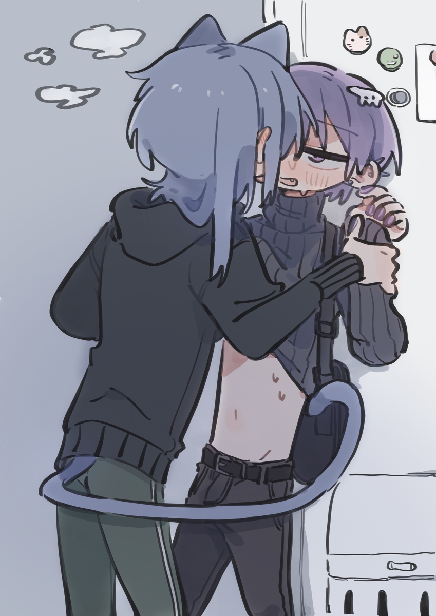 This is a pixiv picture whose title is 玄関でいちゃつく男.