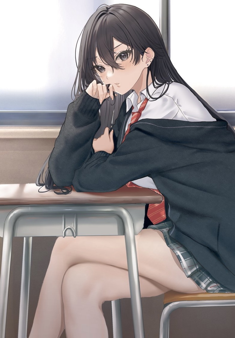 This is a pixiv picture whose title is 隣の席のヤンキー清水さんが髪を黒く染めてきた.