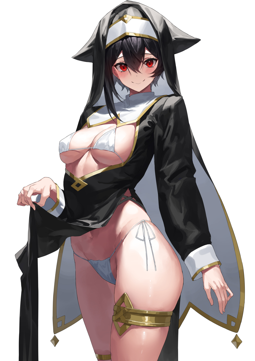 This is a pixiv picture whose title is 黒髪娘　シスター.