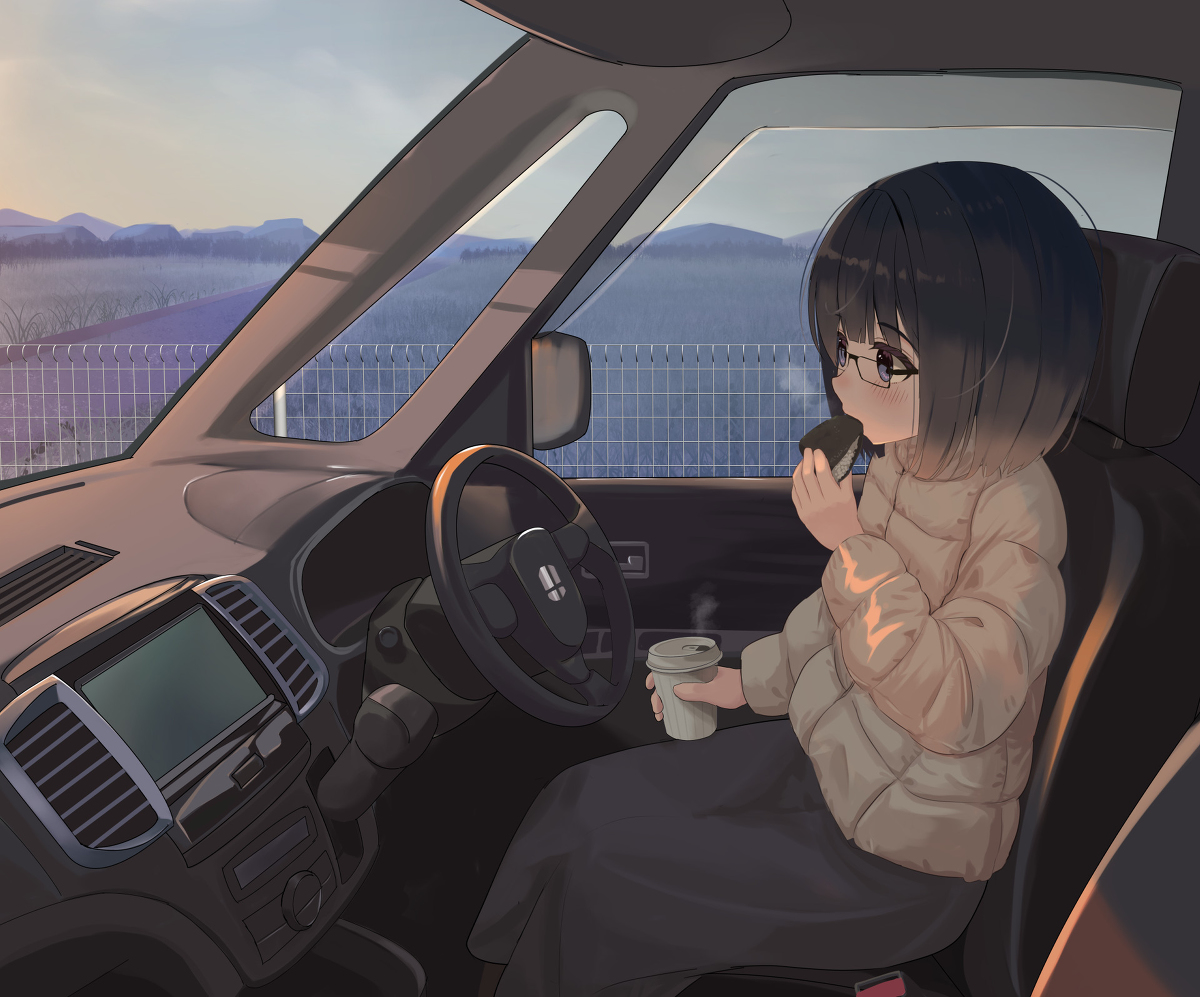 This is a pixiv picture whose title is 自動車一人旅.