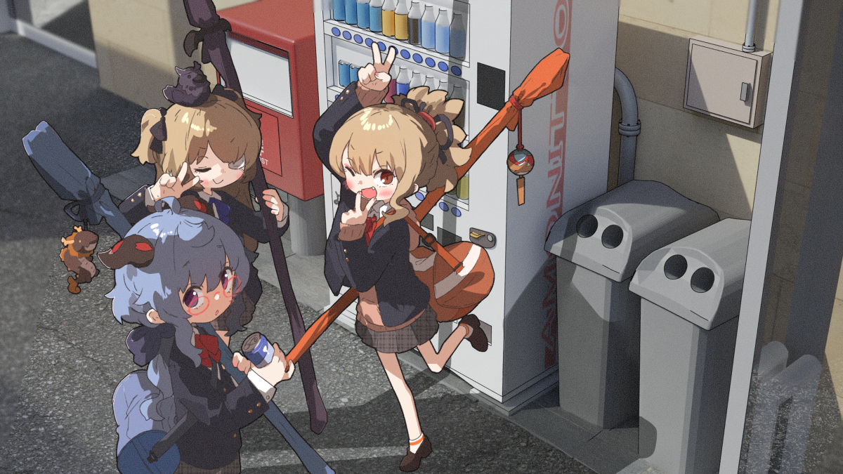 This is a pixiv picture whose title is 原神私立テイワット高校女子弓道部.