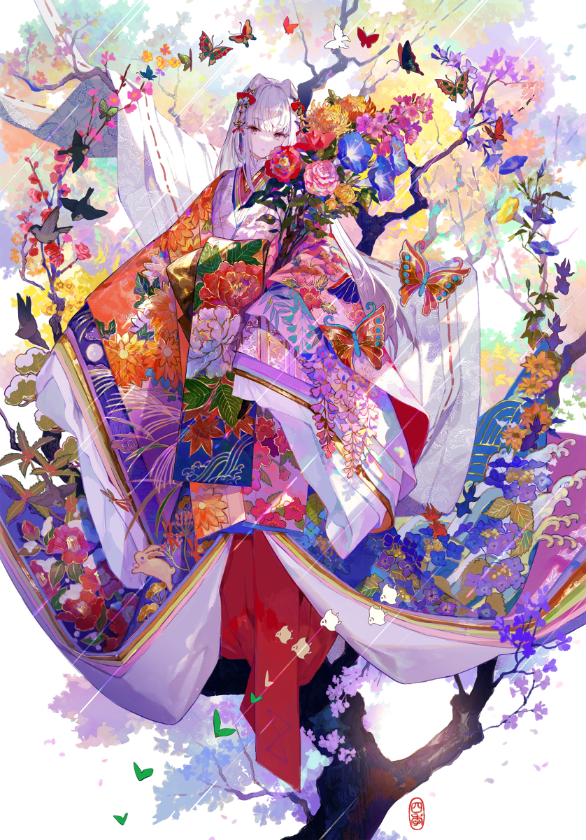 This is a pixiv picture whose title is 四季織りの着物.