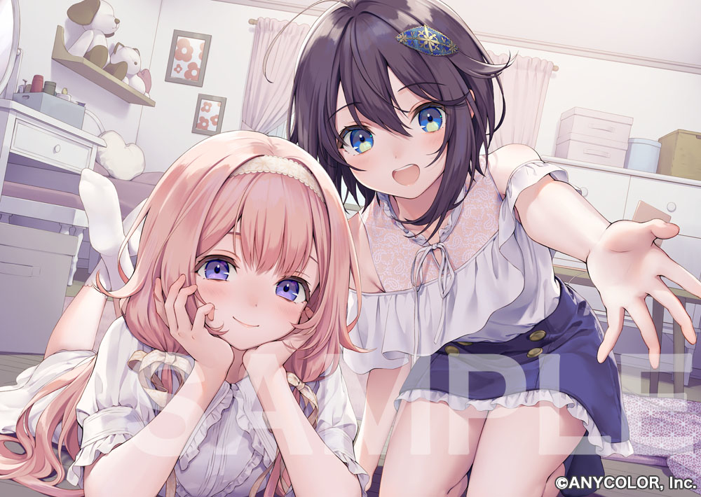 This is a pixiv picture whose title is 「にじさんじ ペットと仲良しボイス」キービジュアル.