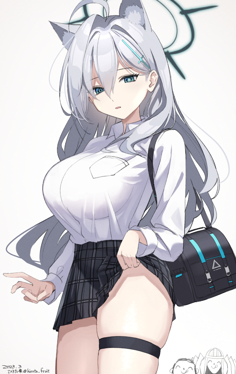 This is a pixiv picture whose title is シロコ*テラーに制服着せた.