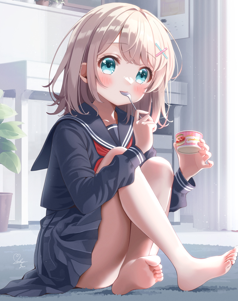 This is a pixiv picture whose title is アイスクリーム食べてる女の子.