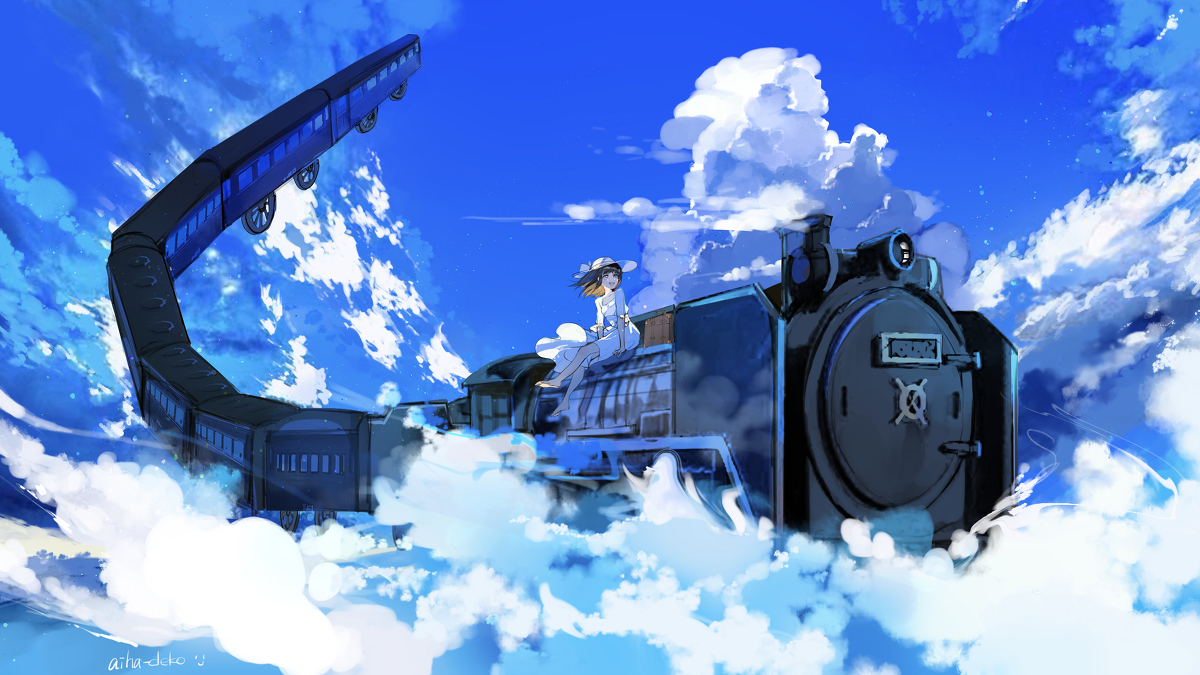 This is a pixiv picture whose title is 未来線、回想列車.