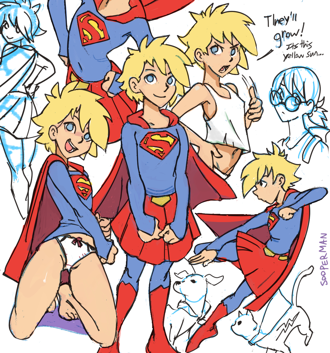 This is a pixiv picture whose title is Supergirl the tomboy.