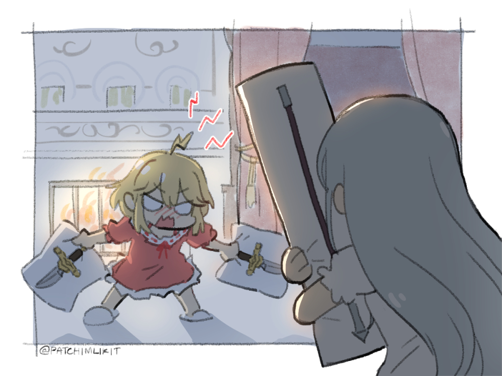 This is a pixiv picture whose title is (転天) Intense Sword(?) Fight.