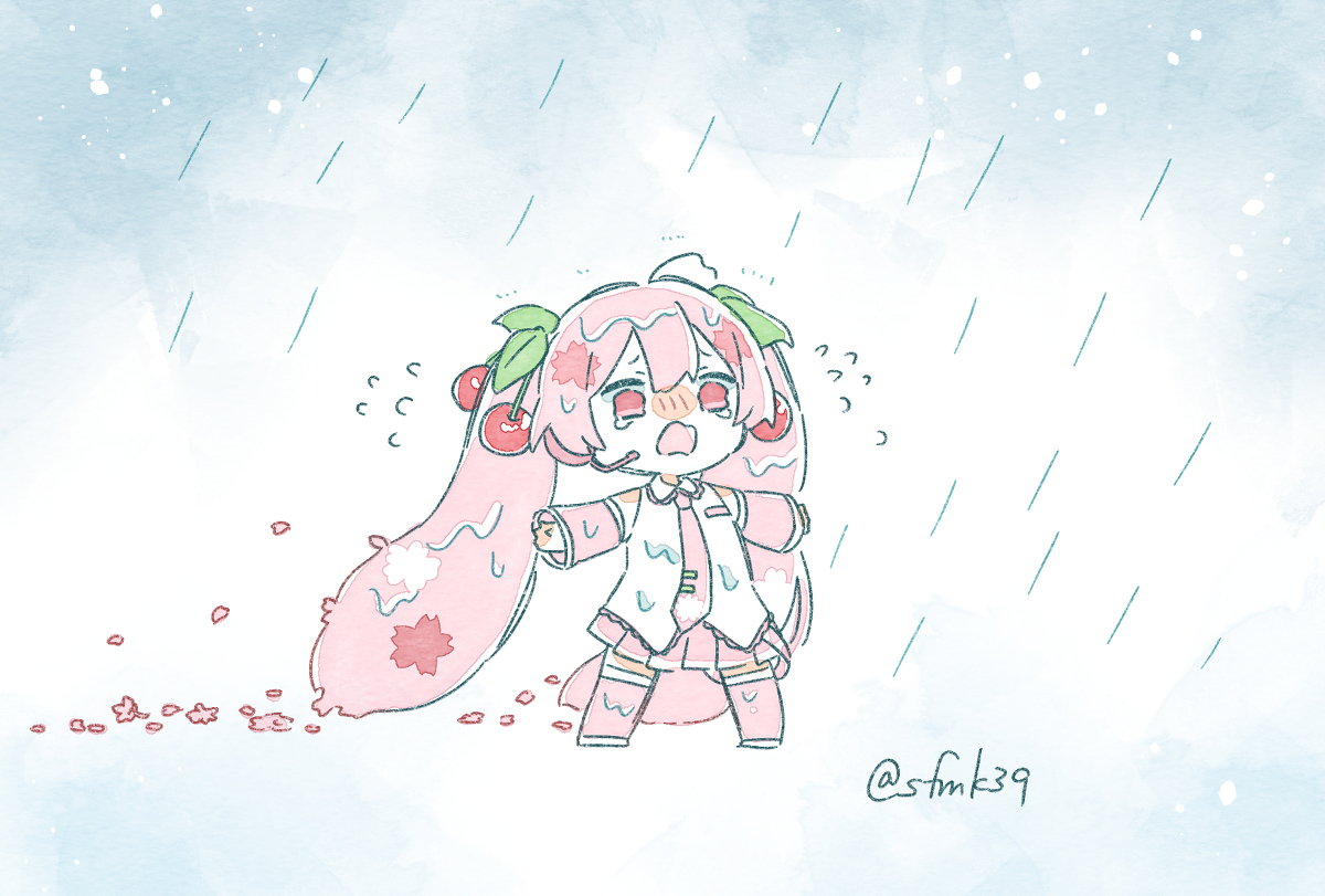 This is a pixiv picture whose title is 🌸☔.