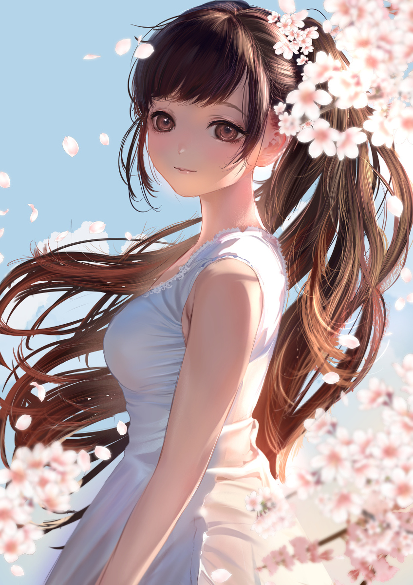 This is a pixiv picture whose title is 桜姫(習作、色塗り練習).