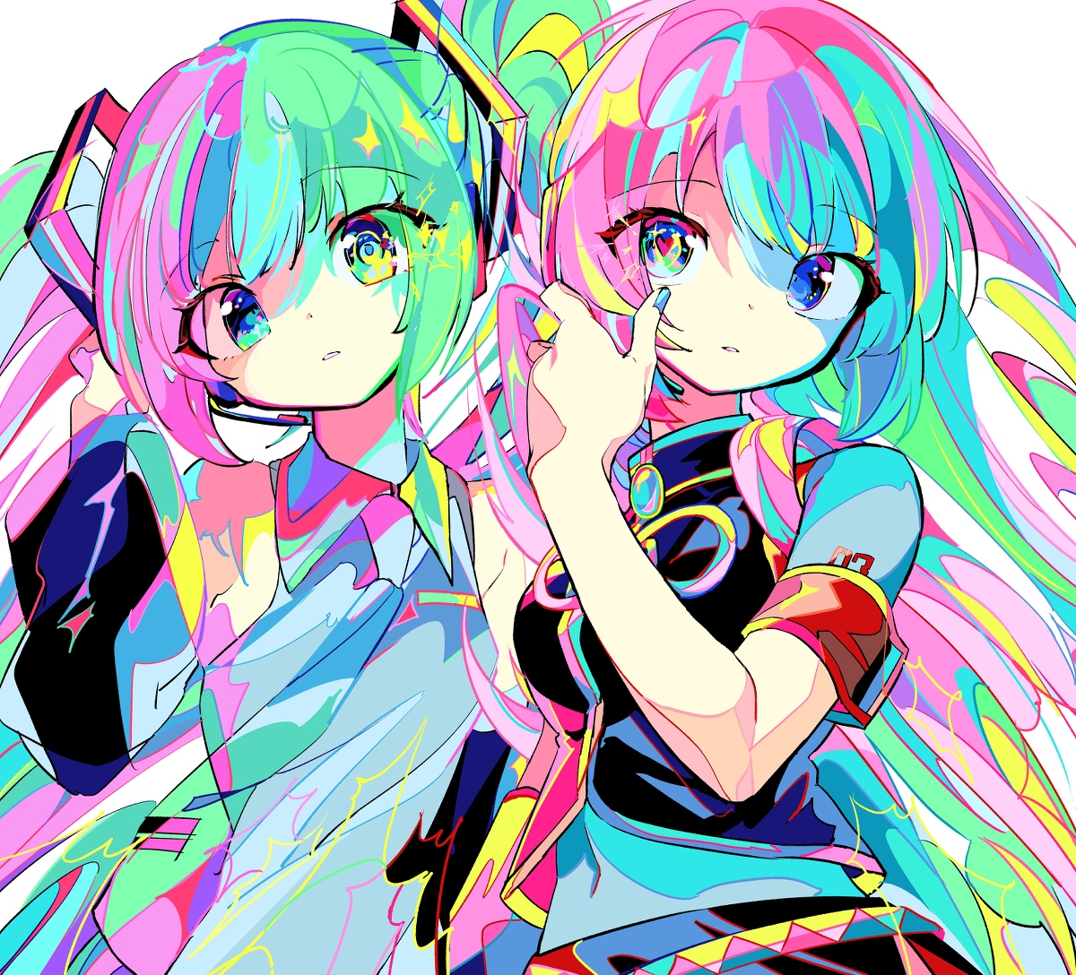 This is a pixiv picture whose title is ミク＆ルカ.