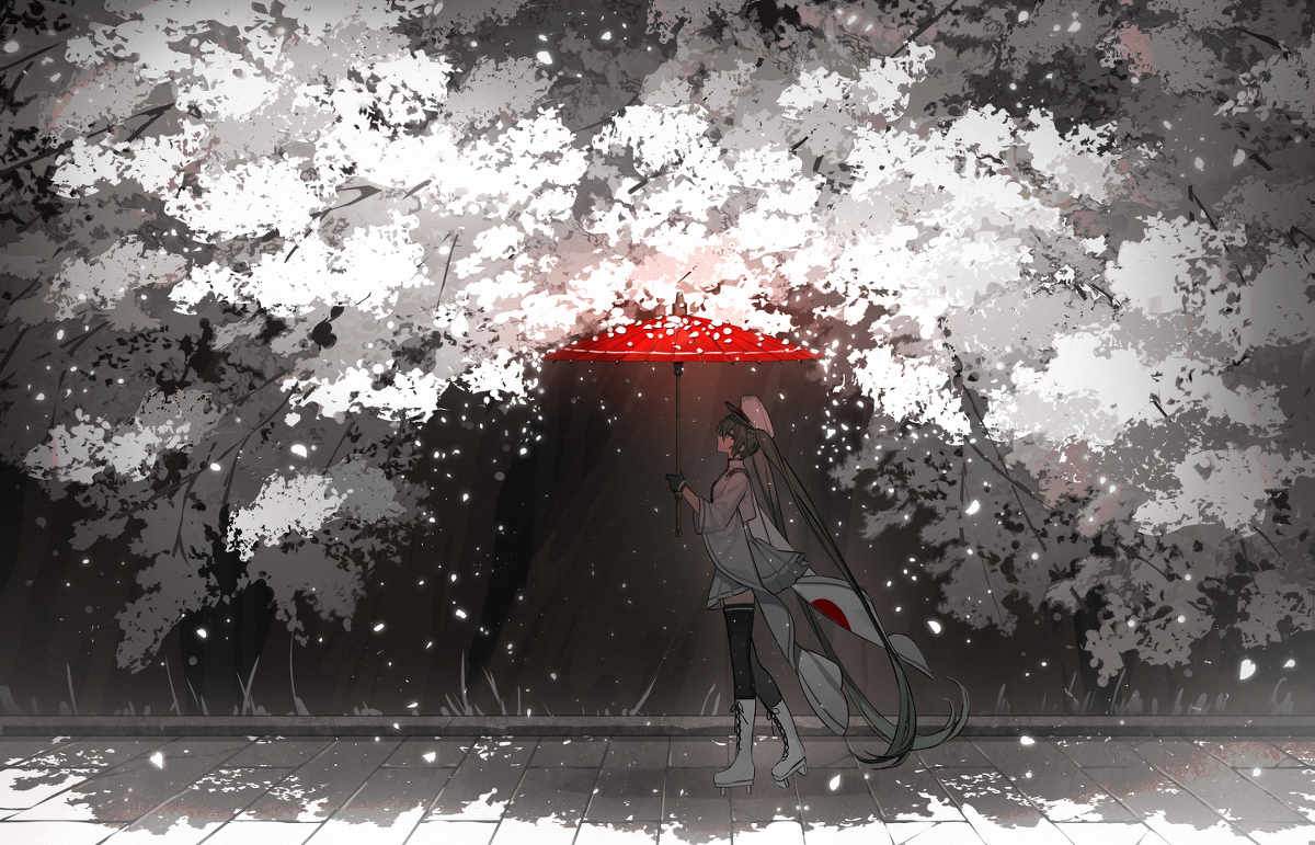 This is a pixiv picture whose title is 「雨が降った？」.