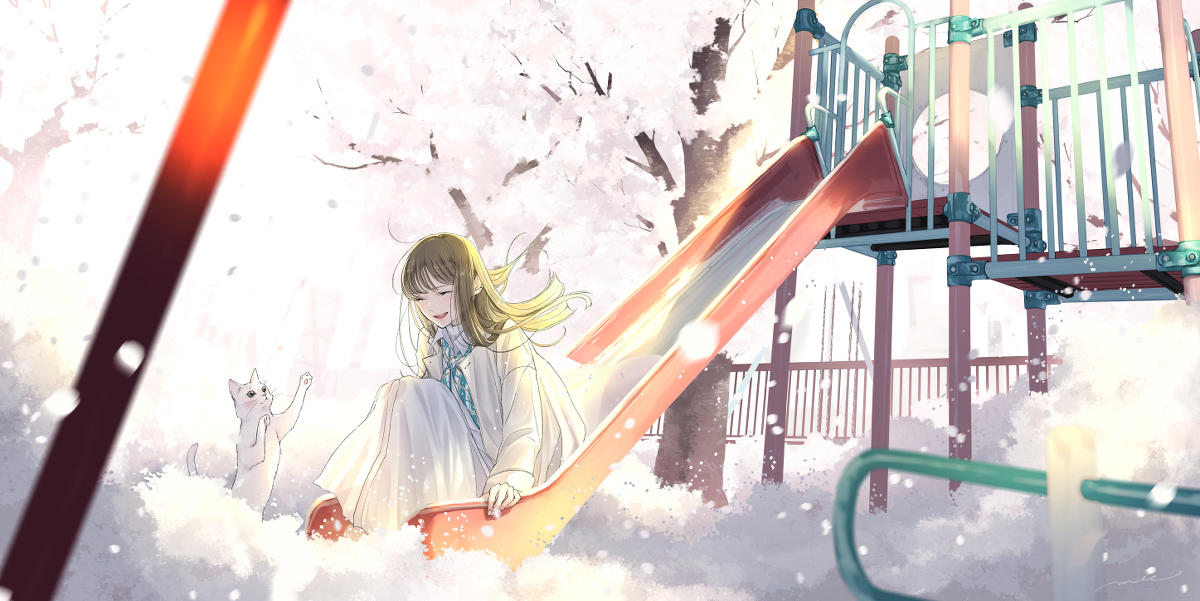 This is a pixiv picture whose title is 桜色の笑顔.