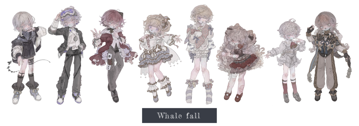 This is a pixiv picture whose title is ゲーム【Whale fall】公式サイト/PV用立ち絵.