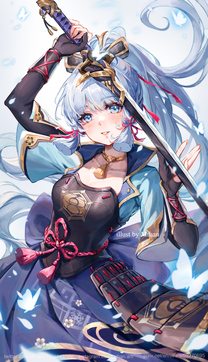 This is a pixiv picture whose title is Ayaka Kamisato.
