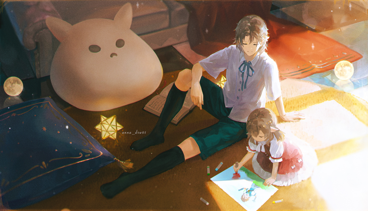 This is a pixiv picture whose title is 黄昏時.