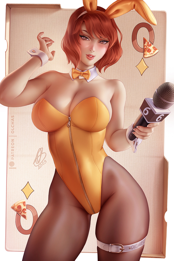 This is a pixiv picture whose title is Bunny Queen April O'Neil.