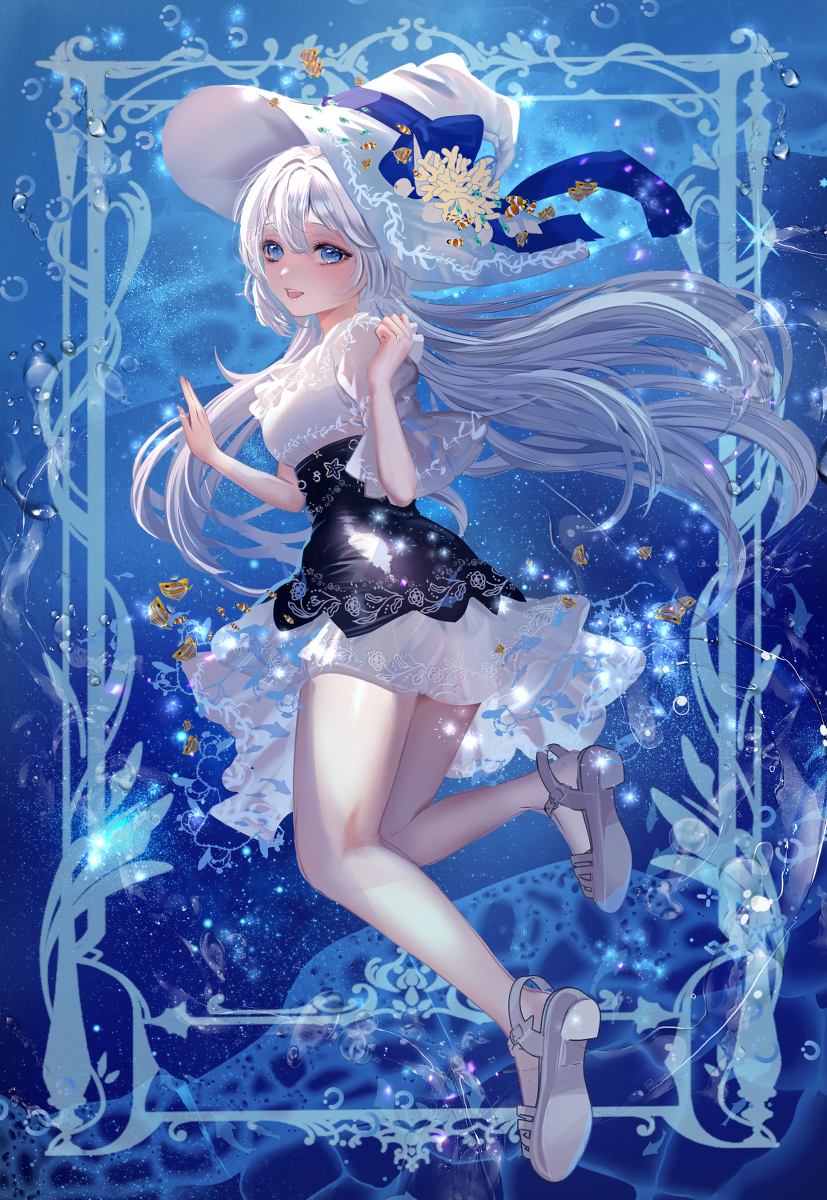 This is a pixiv picture whose title is 海コーデ魔女(全身版).