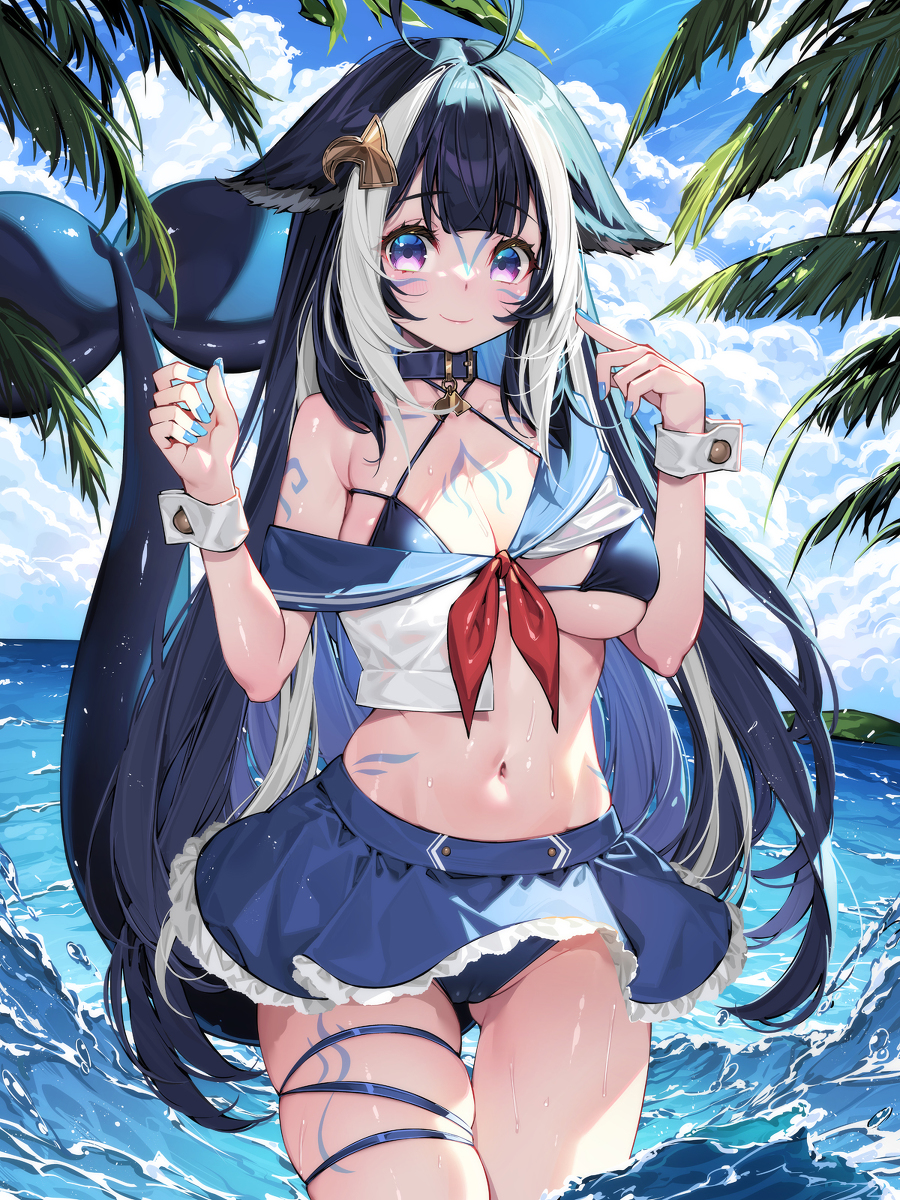 This is a pixiv picture whose title is 海からのシャイリリー.