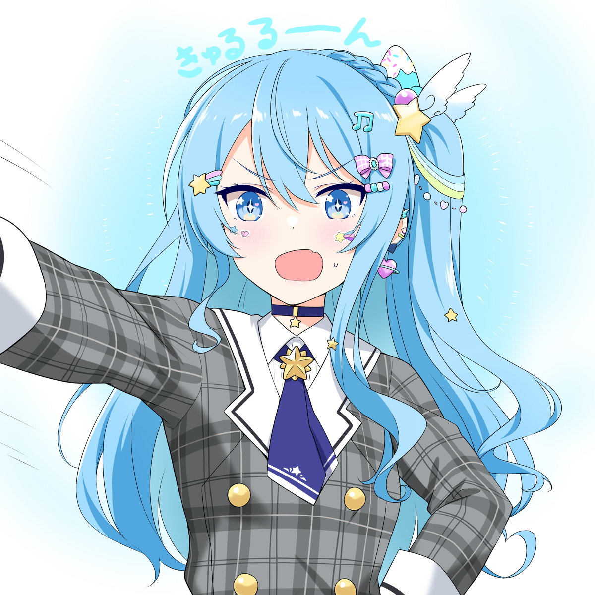 This is a pixiv picture whose title is “おいおまえらおはよう なーーにがきゅるるんじゃ🤬”.