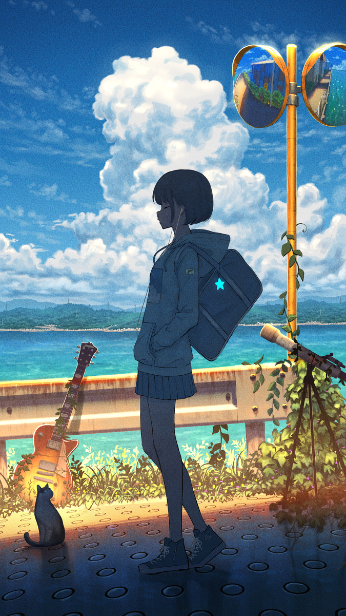This is a pixiv picture whose title is 日陰で涼む.