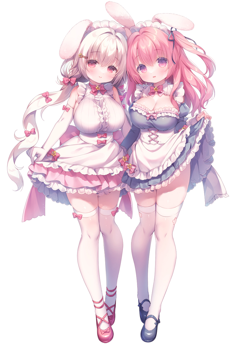 This is a pixiv picture whose title is お出迎えうさメイドさん.