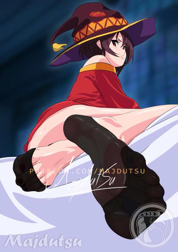 This is a pixiv picture whose title is Megumin Feet - Stockings.