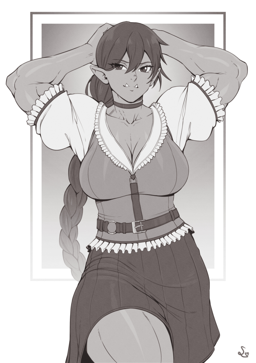 This is a pixiv picture whose title is Muscular orc barmaid.