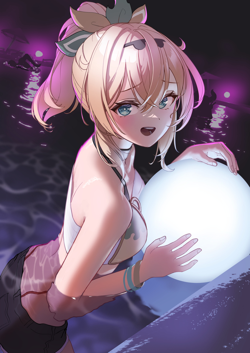 This is a pixiv picture whose title is ナイトプール風真殿！.