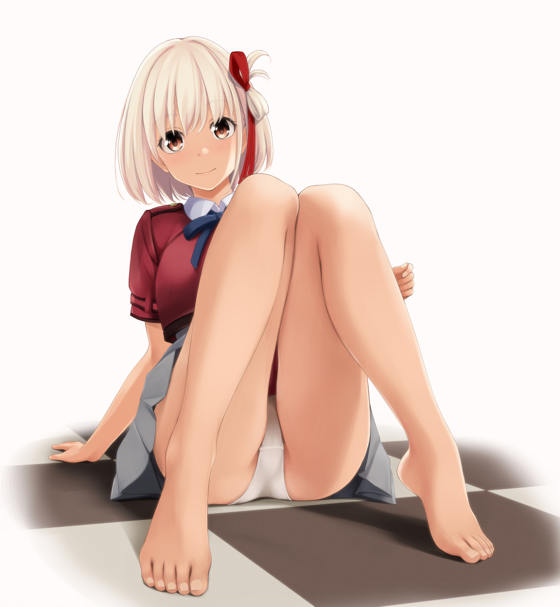 This is a pixiv picture whose title is パンチラで油断を誘ってください千束っ！.