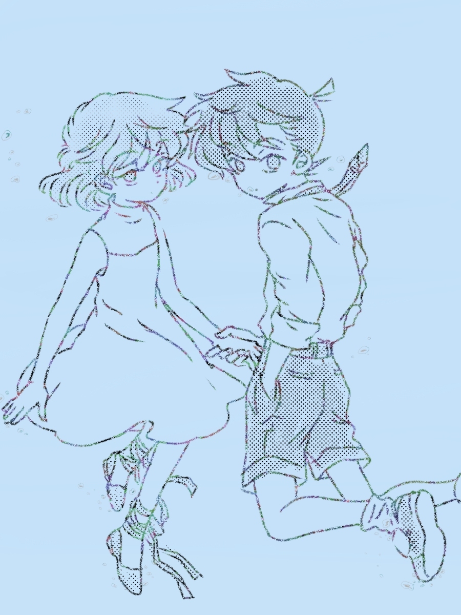 This is a pixiv picture whose title is 魚影の余韻.