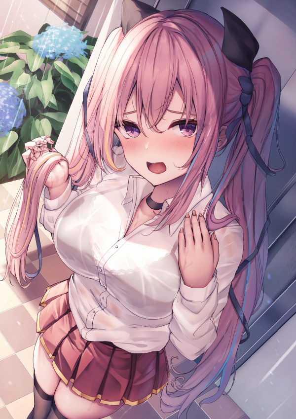 This is a pixiv picture whose title is 濡れ透けツインテちゃん.