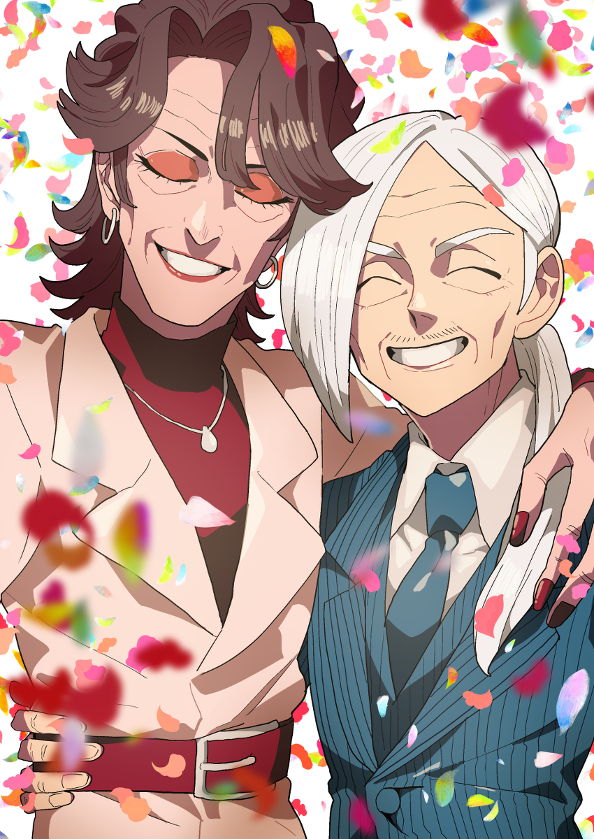 This is a pixiv picture whose title is 【絵まとめ2】女装じいさんと男装ばあさん.