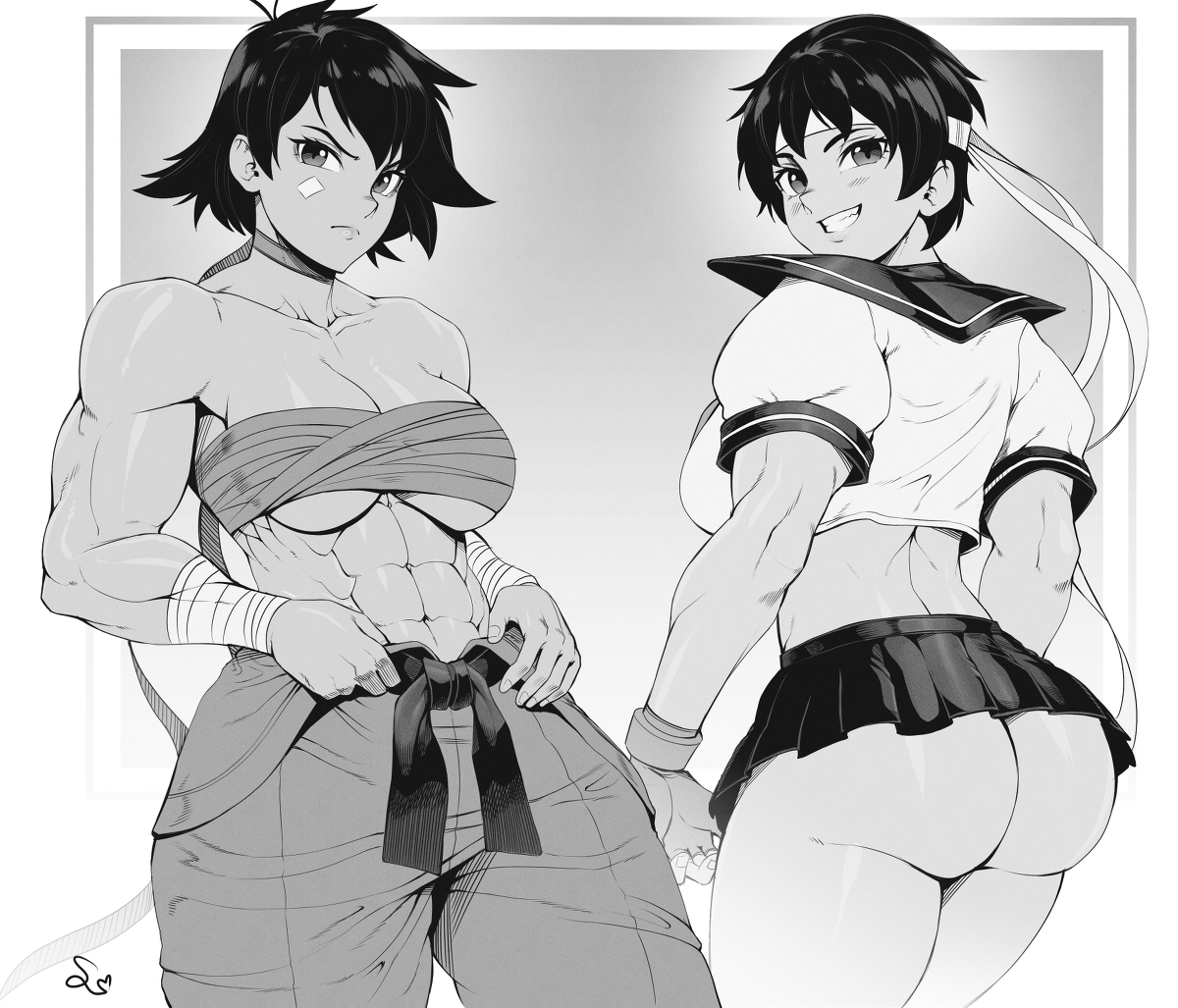 This is a pixiv picture whose title is Muscular StreetFighter girls.