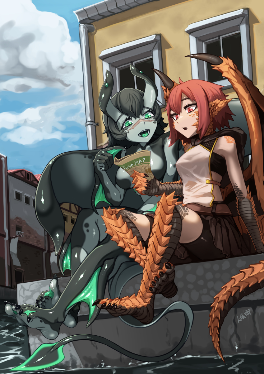This is a pixiv picture whose title is Skeb依頼絵「水の都市の案内人」.