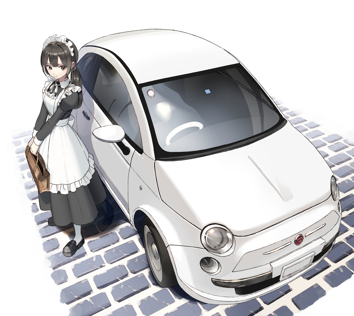 This is a pixiv picture whose title is Skeb(FIAT500とメイドさん).