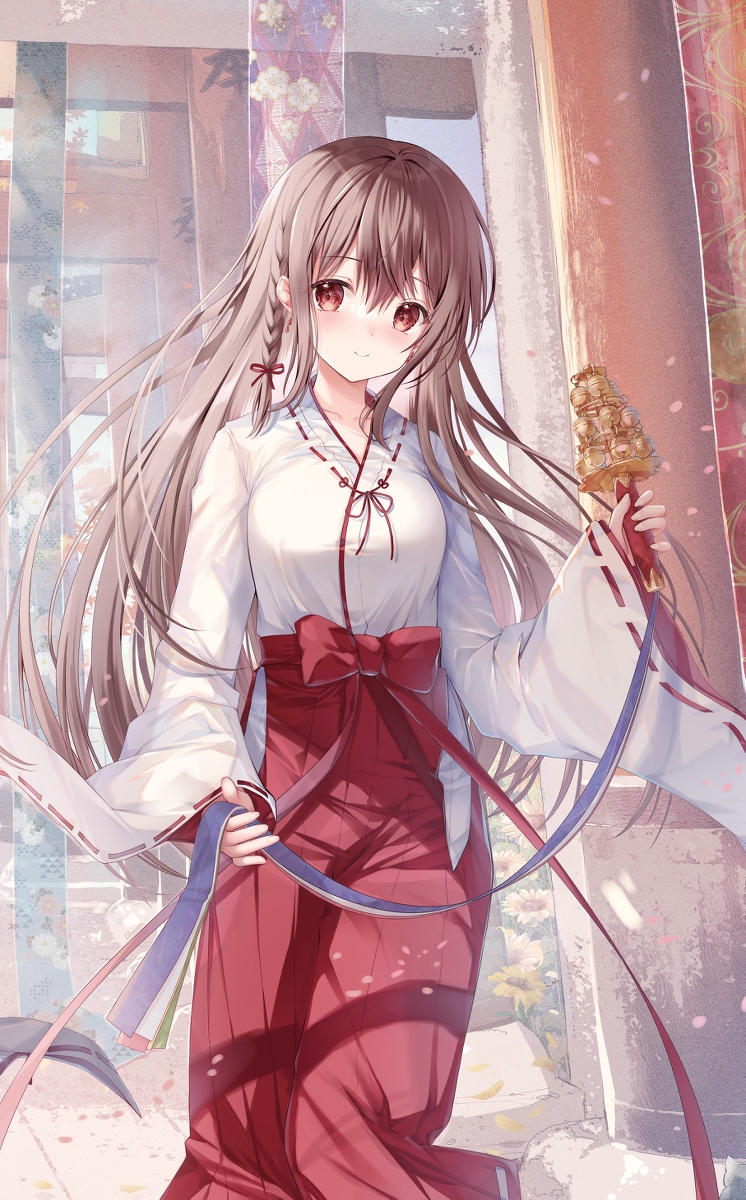 This is a pixiv picture whose title is 巫女.