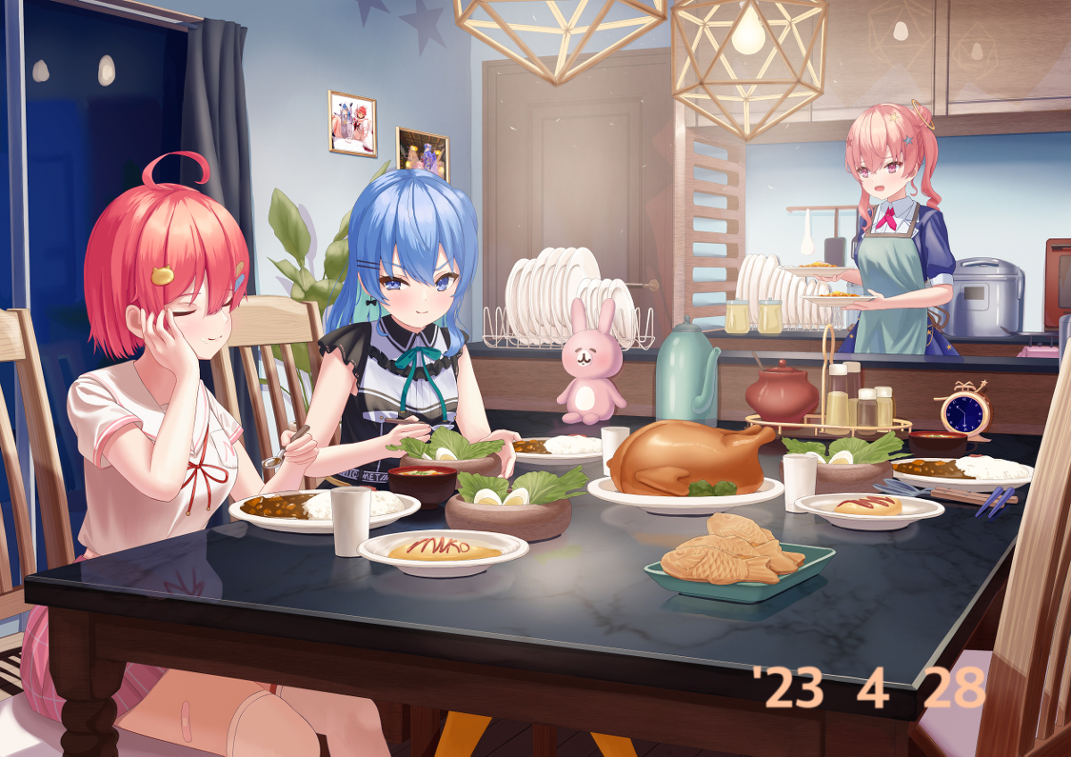 This is a pixiv picture whose title is 星街家の食卓withみこち.