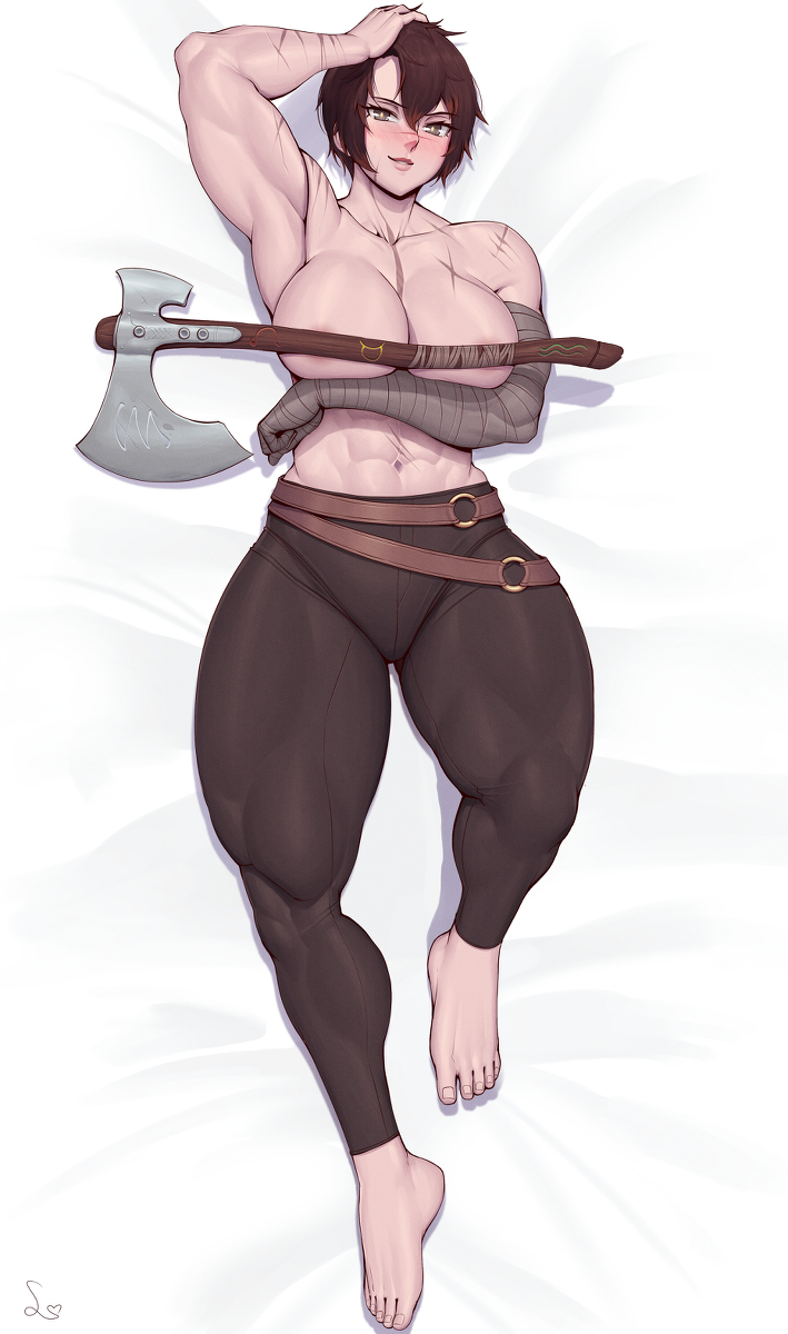 This is a pixiv picture whose title is Buff girl dakimakura.