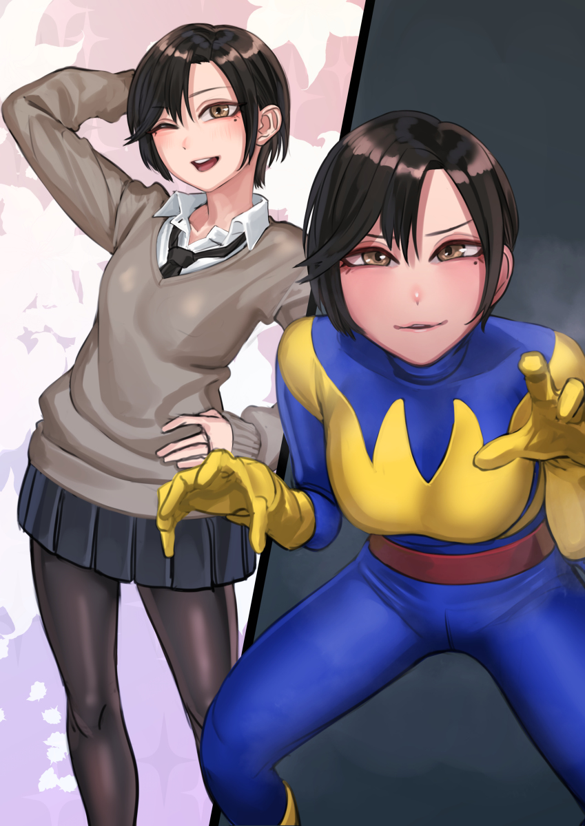 This is a pixiv picture whose title is 王子様系女子高生の裏表.