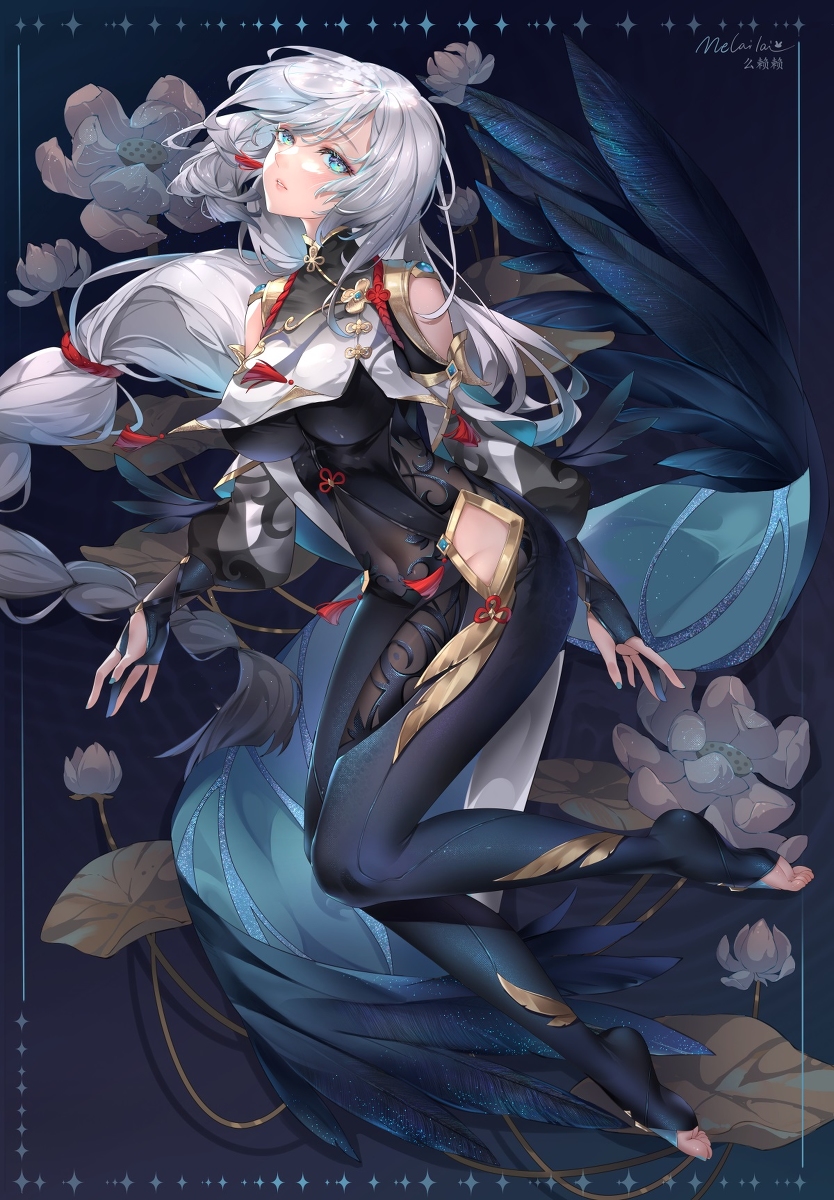 This is a pixiv picture whose title is 申鶴.