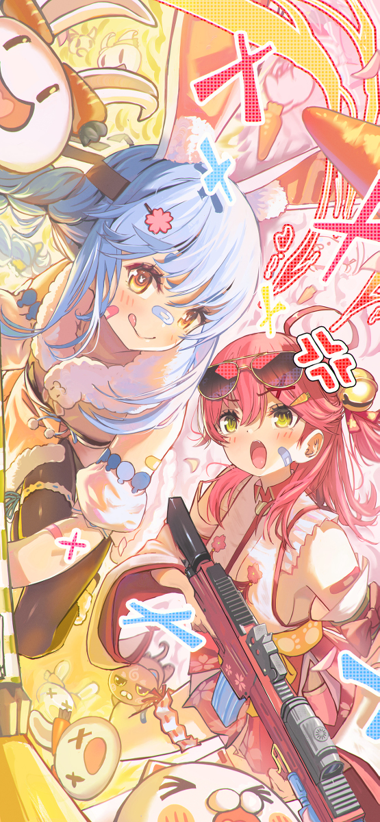 This is a pixiv picture whose title is ぺこぺこぺこぺこみこみこみこみこ×３.