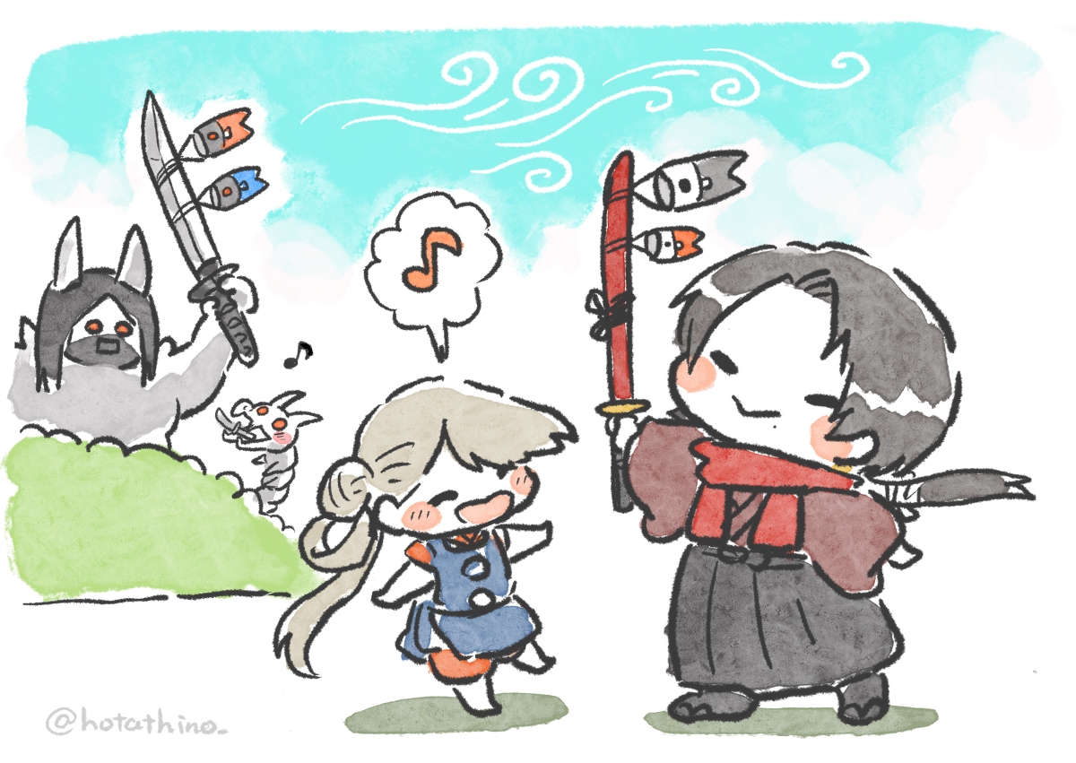 This is a pixiv picture whose title is 端午の節句と刀たち【＋通販のお知らせ】.