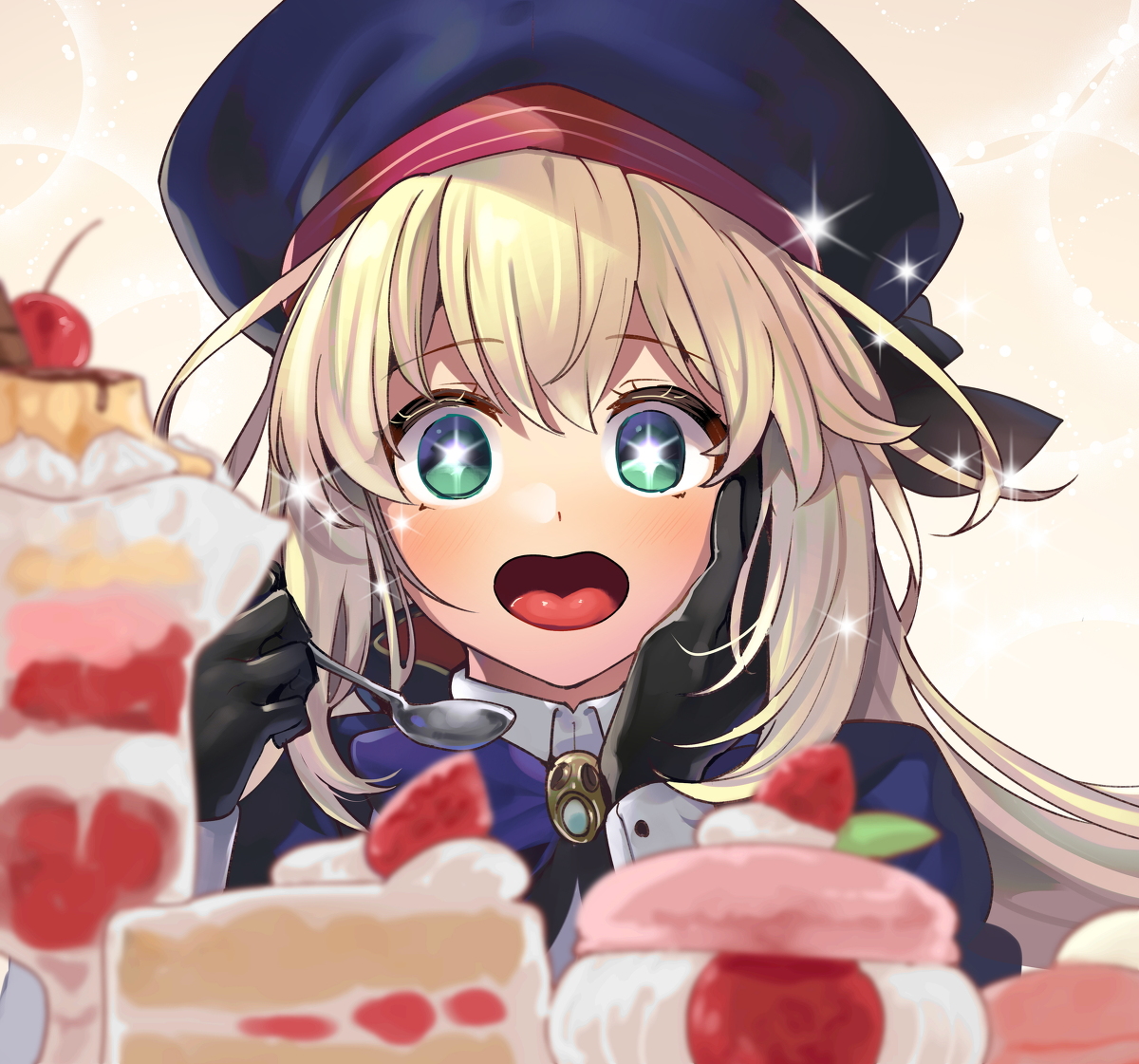 This is a pixiv picture whose title is ケーキを堪能するキャストリア.