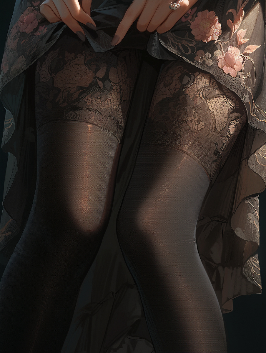 This is a pixiv picture whose title is Black stockings and lace.